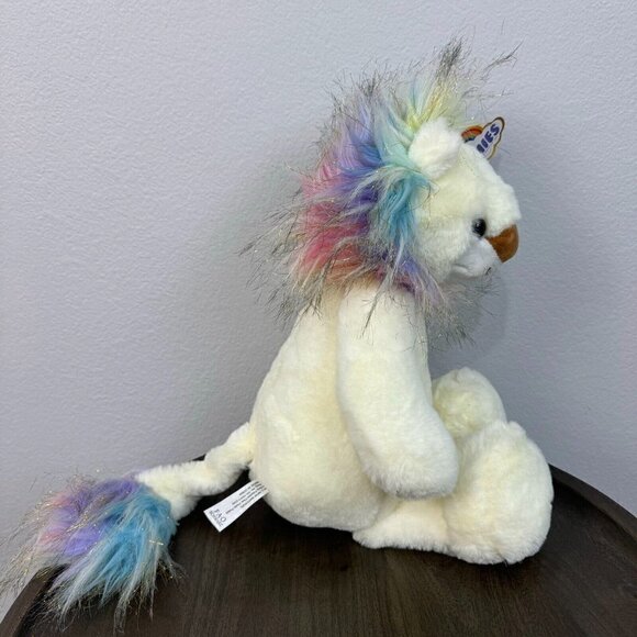 FAO Schwarz Dreamies Lion Plush Rainbow Mane and Tail Stuffed Toy Animal Cream - Picture 3 of 13